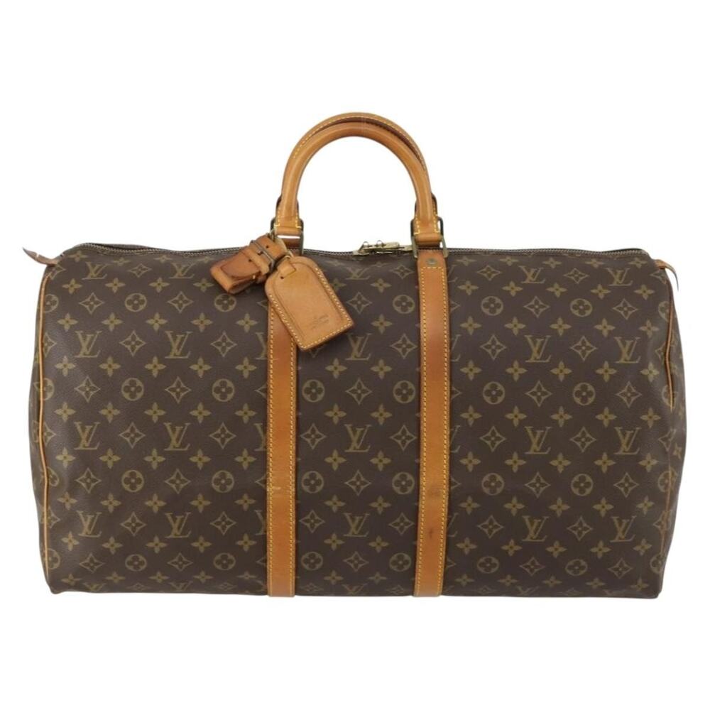 Louis Vuitton Monogram Keepall 55 Travel Bag Brown